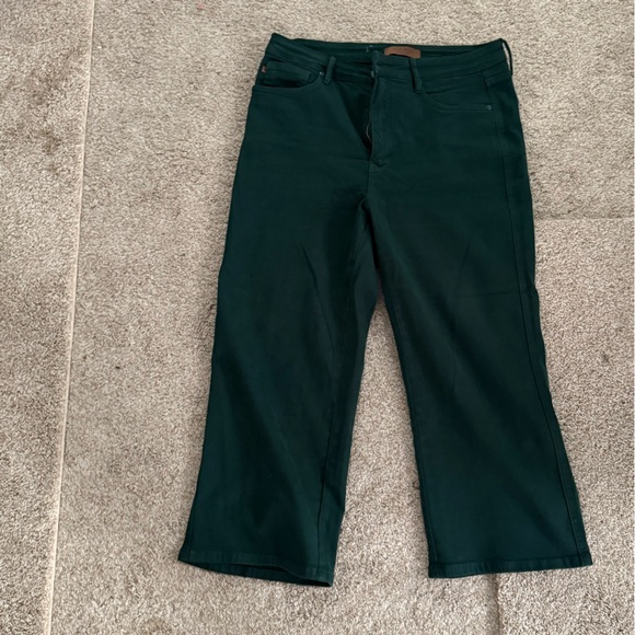 Judy Blue Teal Hailey Wide-Leg Cropped Pants - Picture 2 of 7